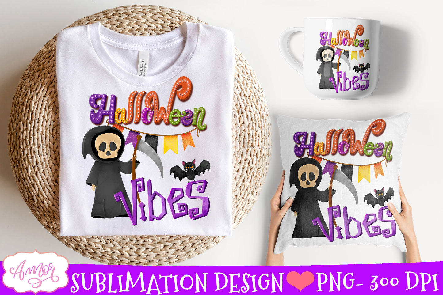 Halloween vibes Sublimation PNG | Cute Halloween design PNG