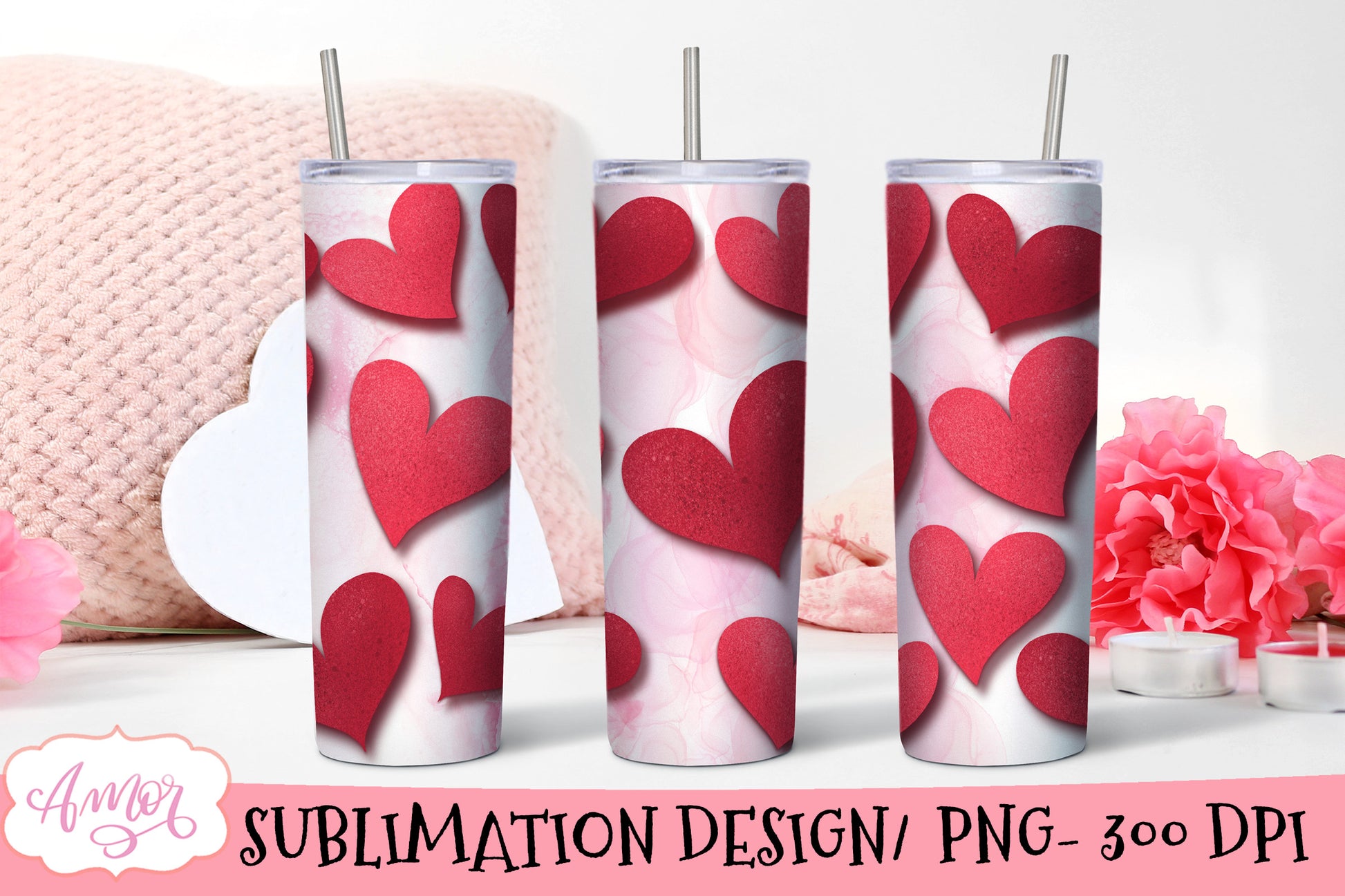 Valentine's Skinny Tumbler Wrap for Sublimation