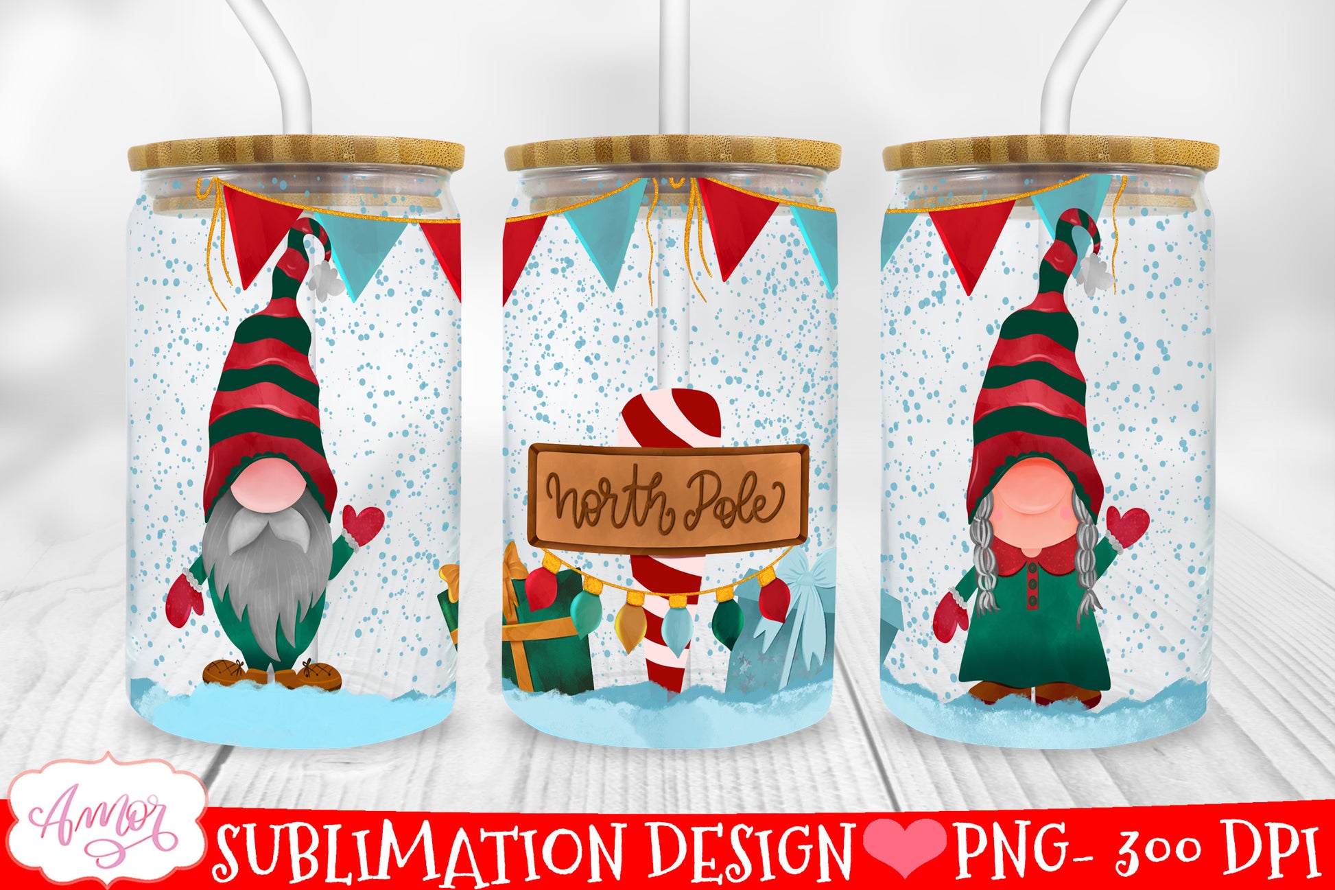 Christmas can glass wrap BUNDLE for sublimation