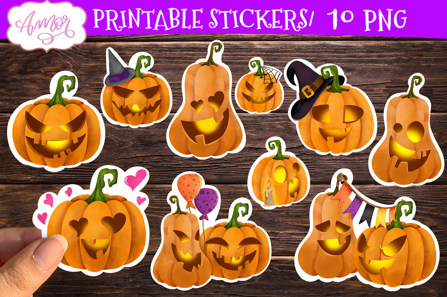 Halloween stickers for print & cut | Printable PNG stickers