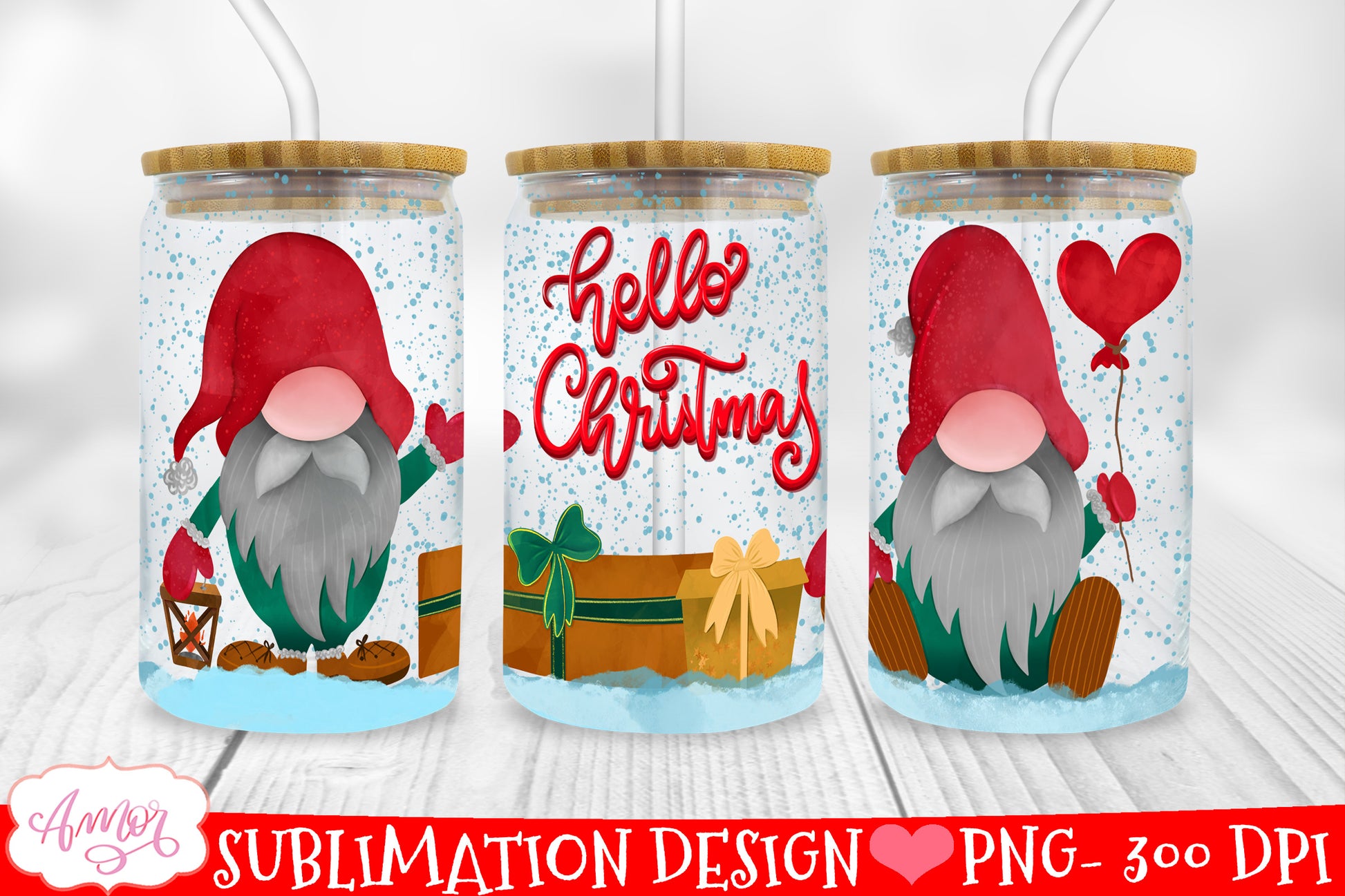 Christmas can glass wrap BUNDLE for sublimation