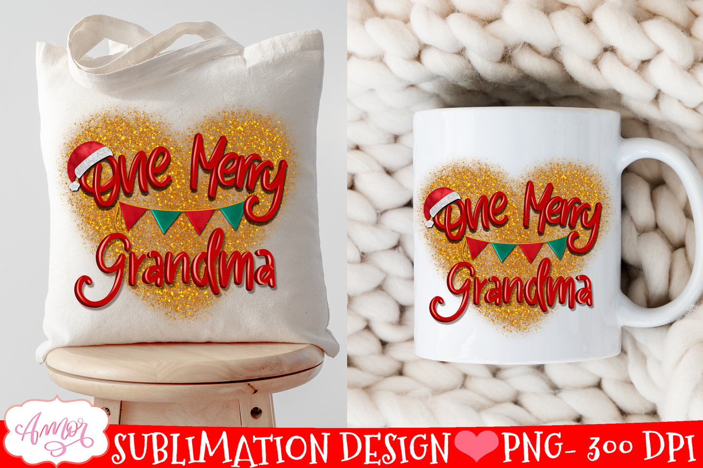 One Merry Grandma PNG for Sublimation