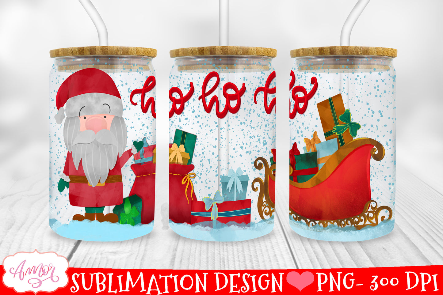 Christmas can glass wrap BUNDLE for sublimation