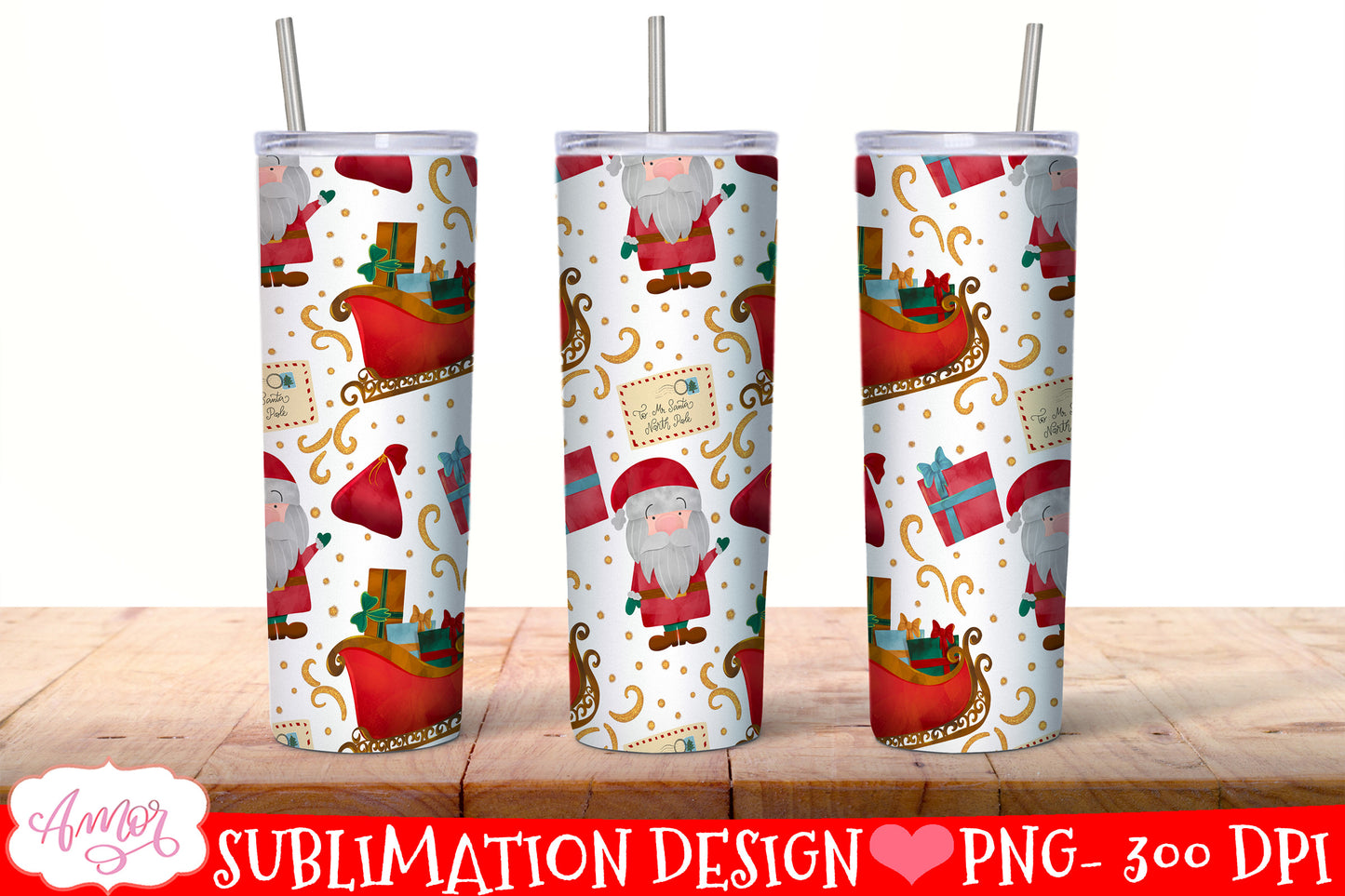 BUNDLE Christmas tumbler wrap for sublimation, 12 PNG