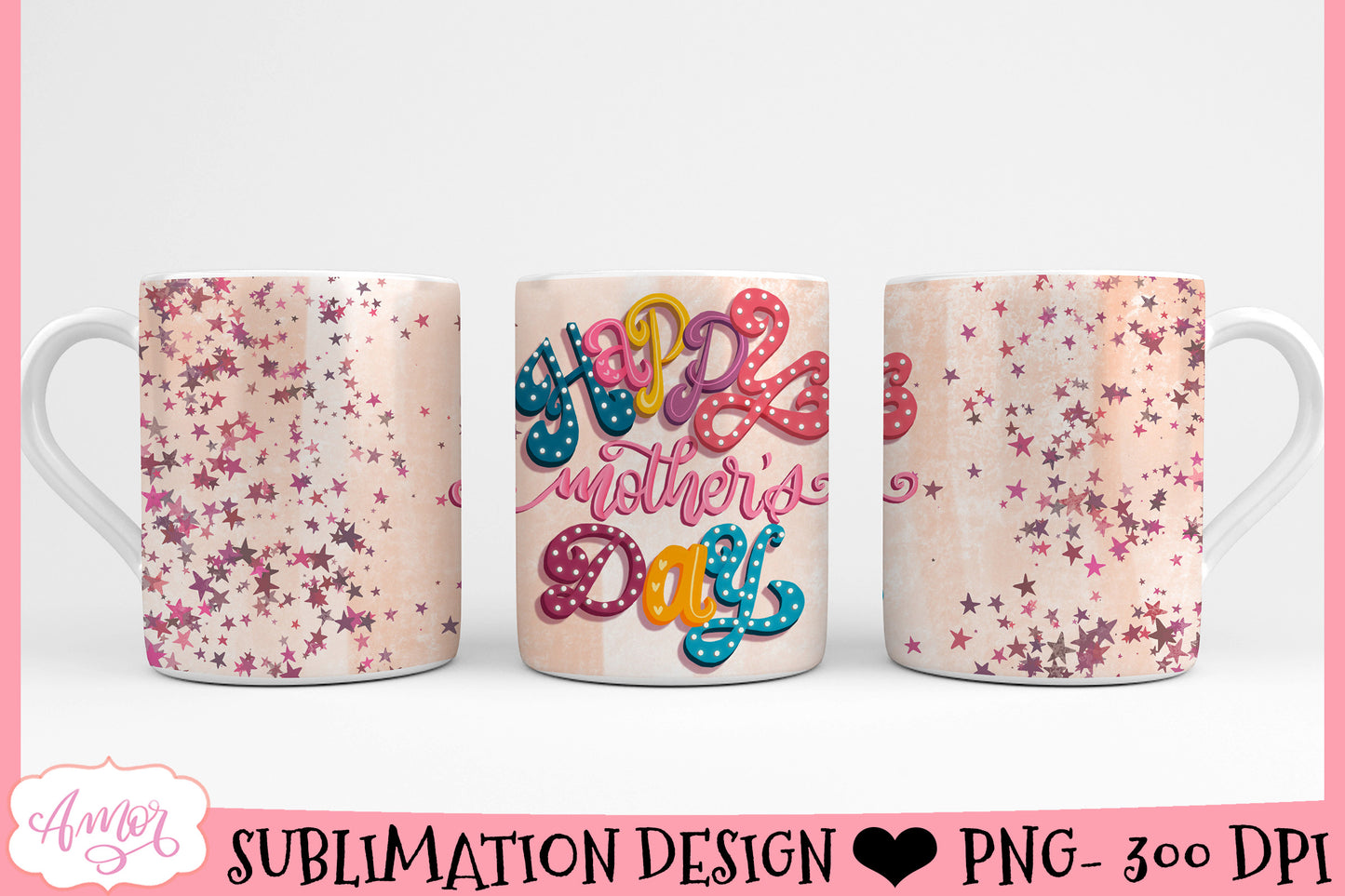 Mother's day mug wrap for sublimation design
