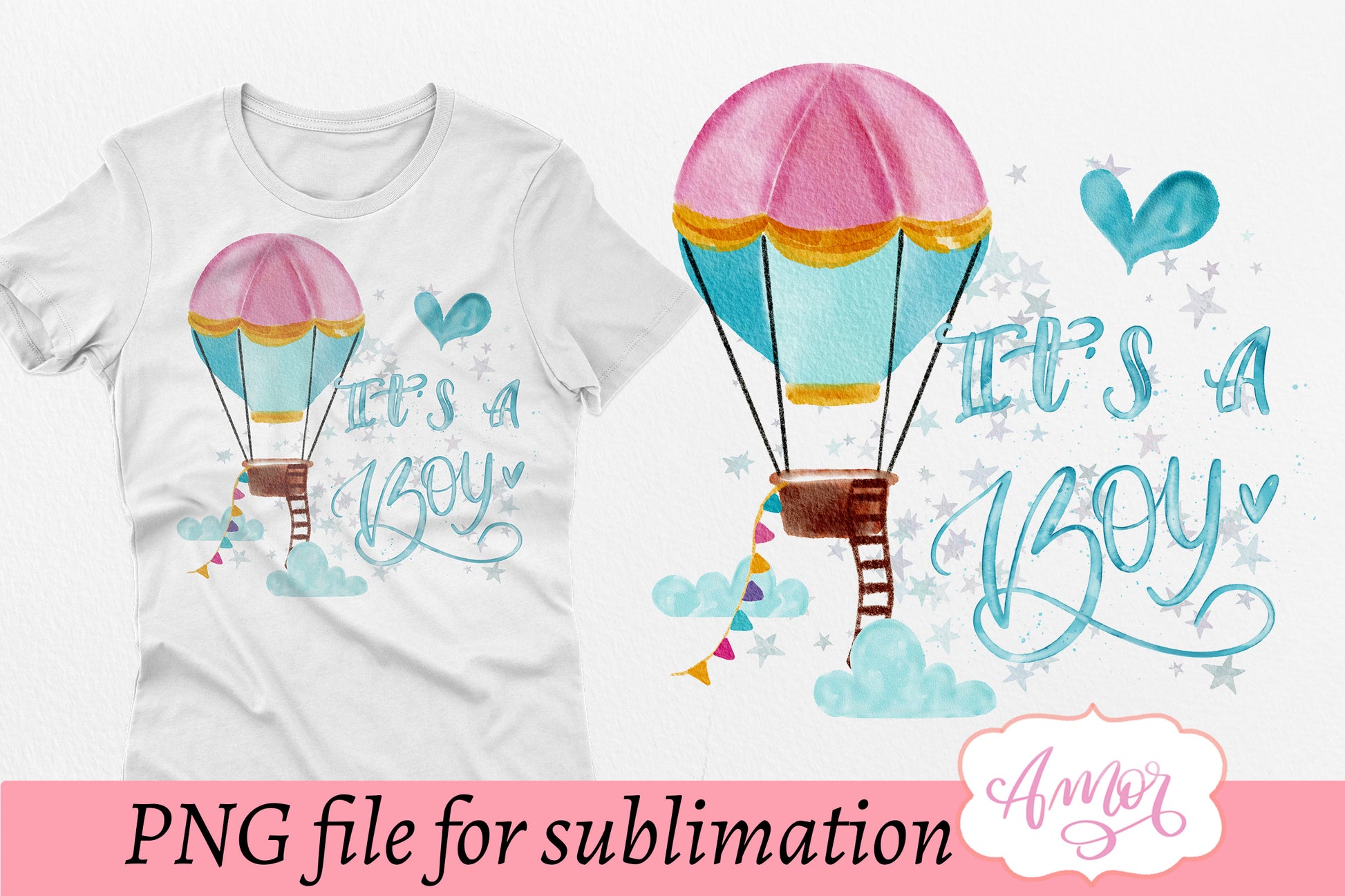 Its a boy sublimation design for gender reveal T-shirts