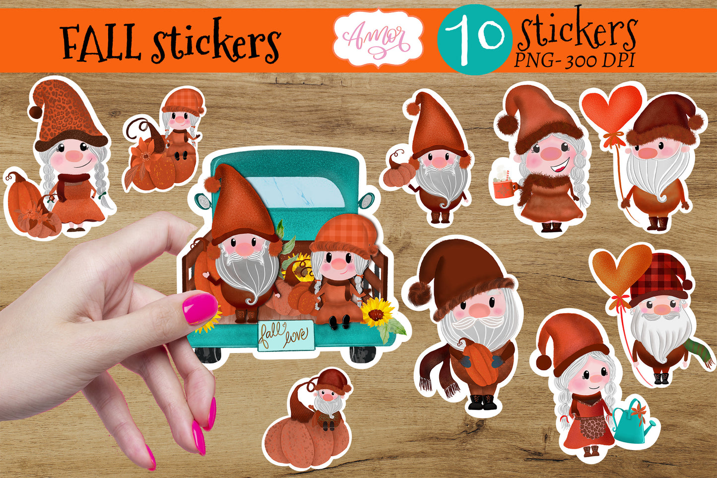 Gnome Fall Printable Stickers for print then cut