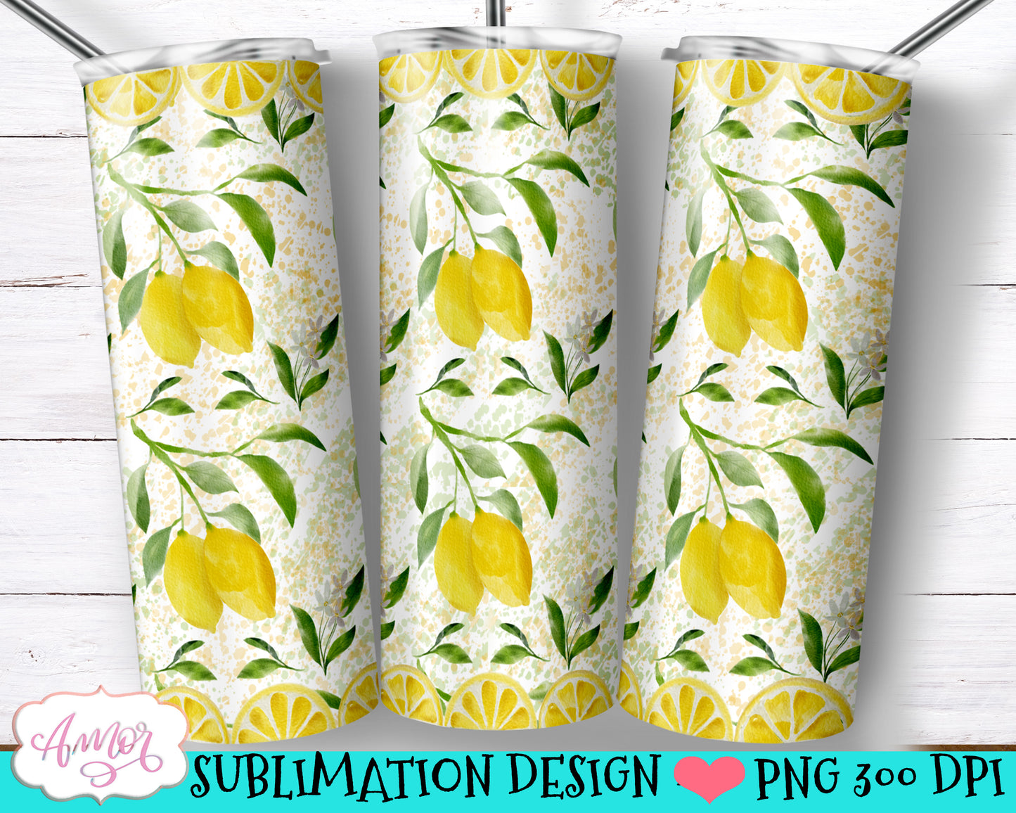 Lemon Design for 20oz tumbler sublimation