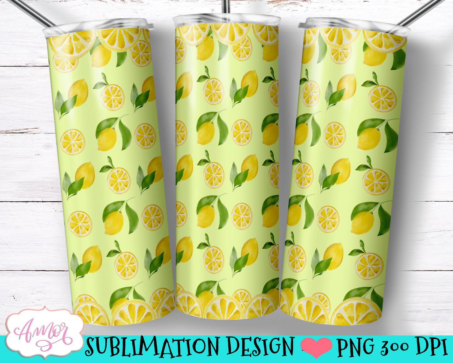 Lemons Design for 20oz tumbler sublimation