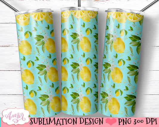 Lemon Tumbler Sublimation Design