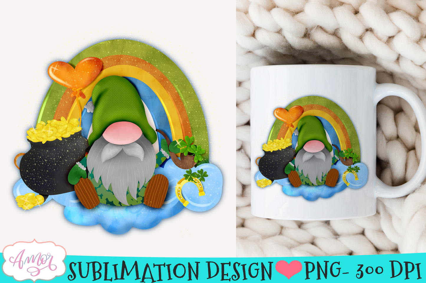 St. Patrick's Day gnome design for Sublimation