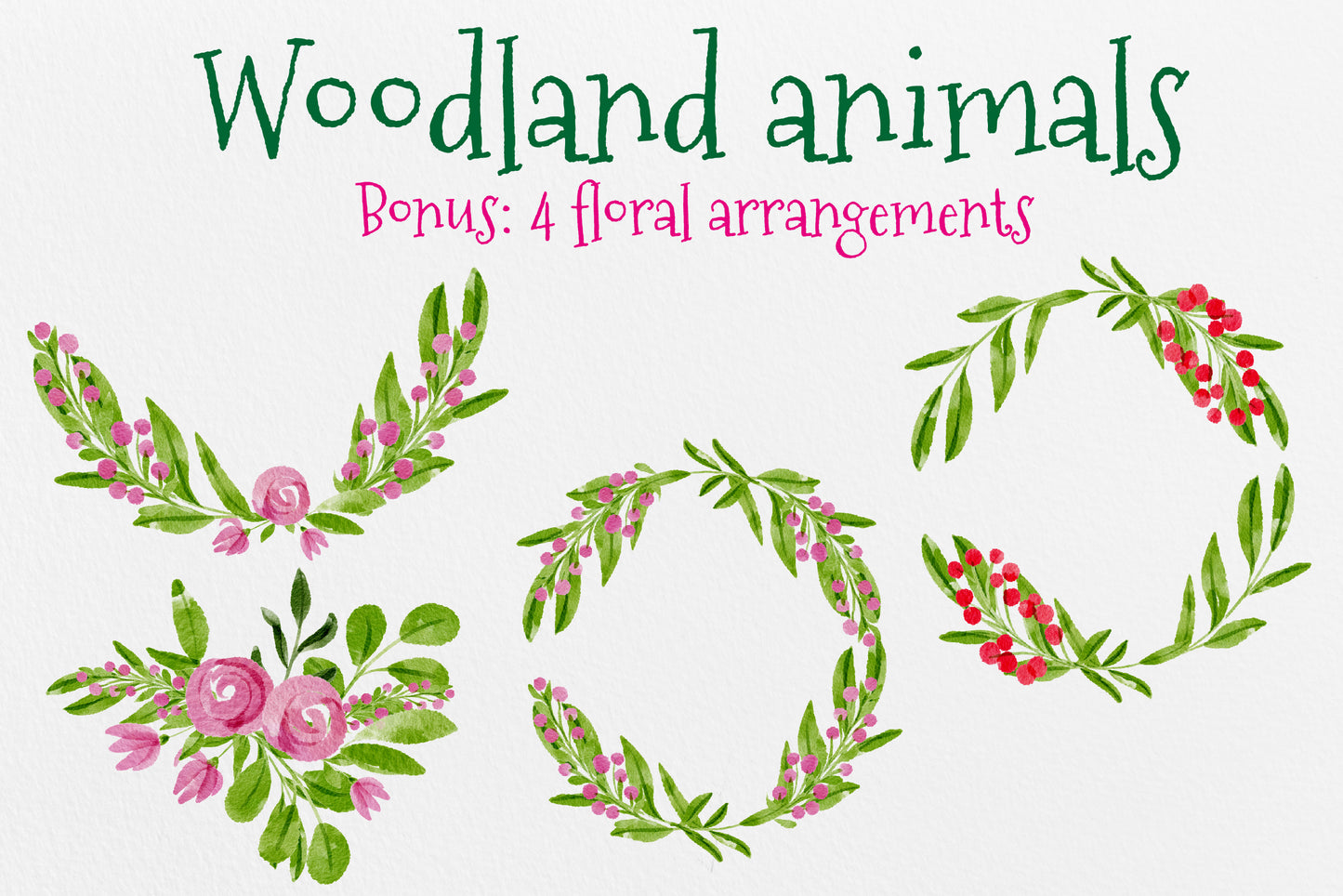 Watercolor Woodland Animals Clipart