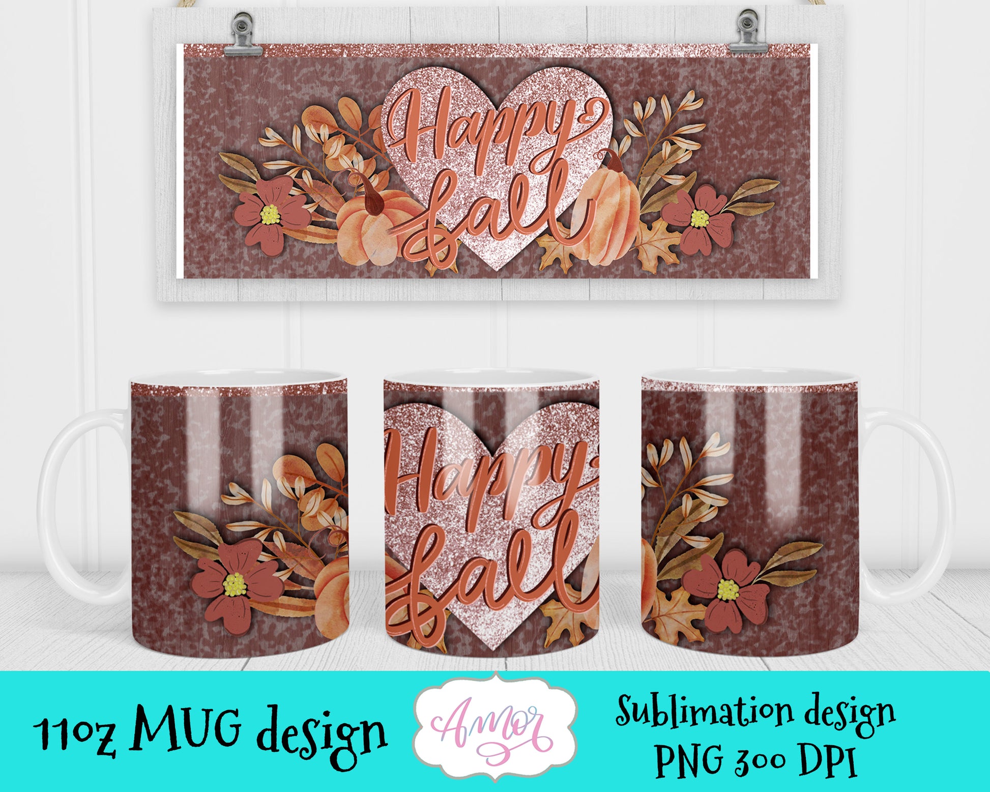 Happy Fall 11oz mug sublimation design