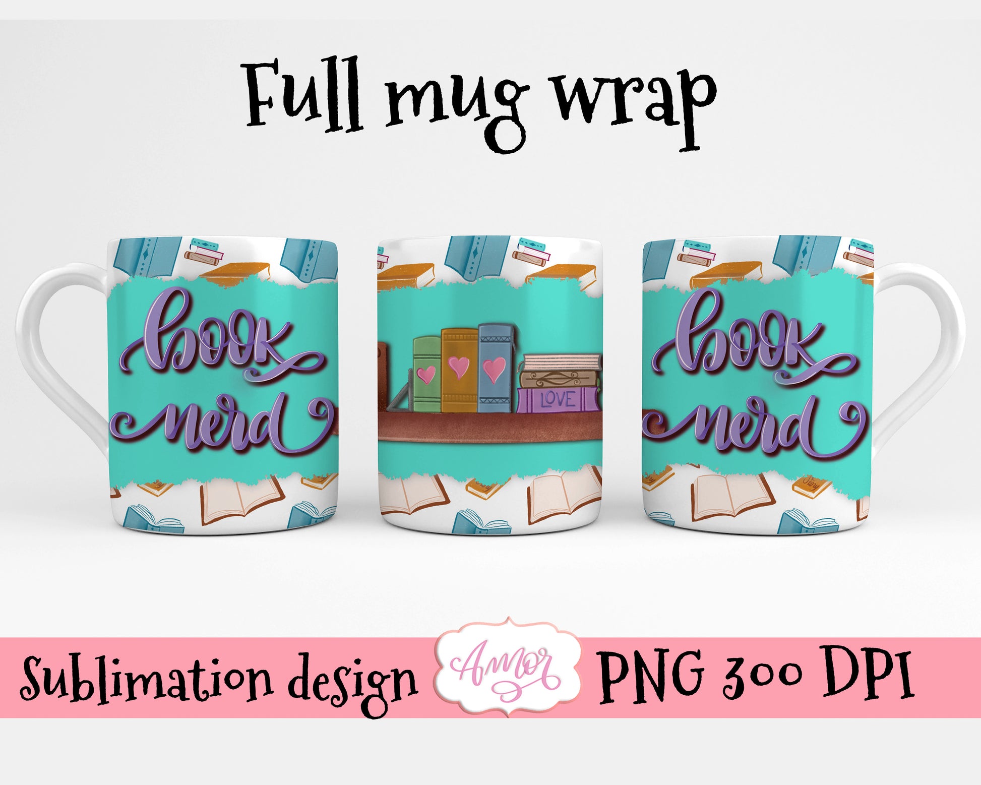 Book lover Mug 11oz sublimation design