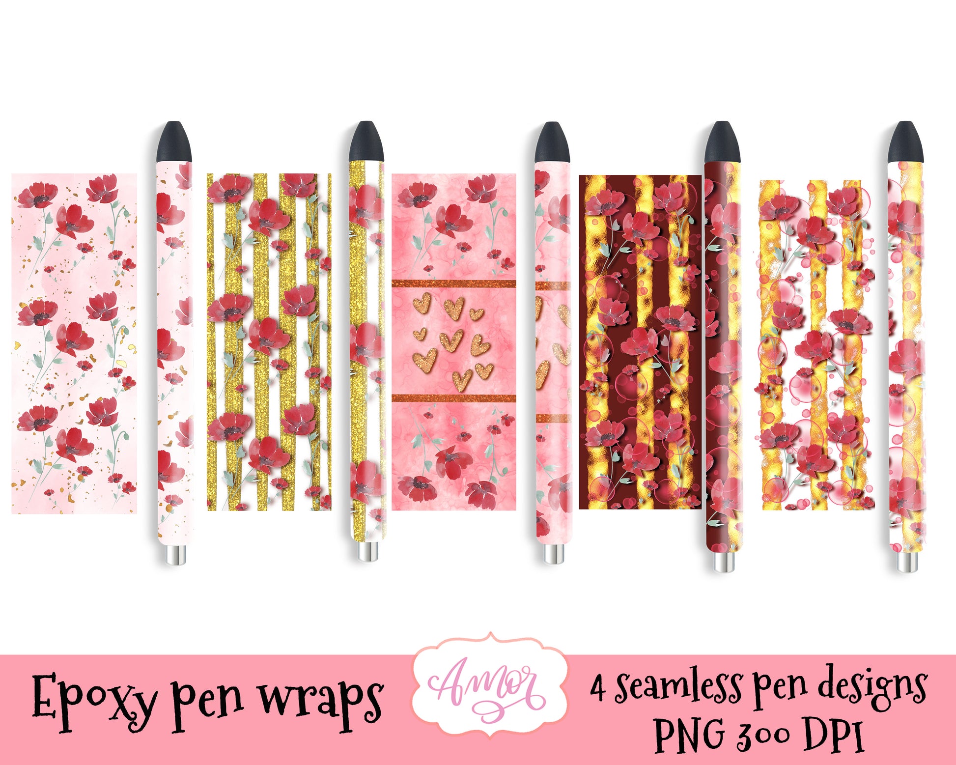 Poppy Flowers Pen Wraps