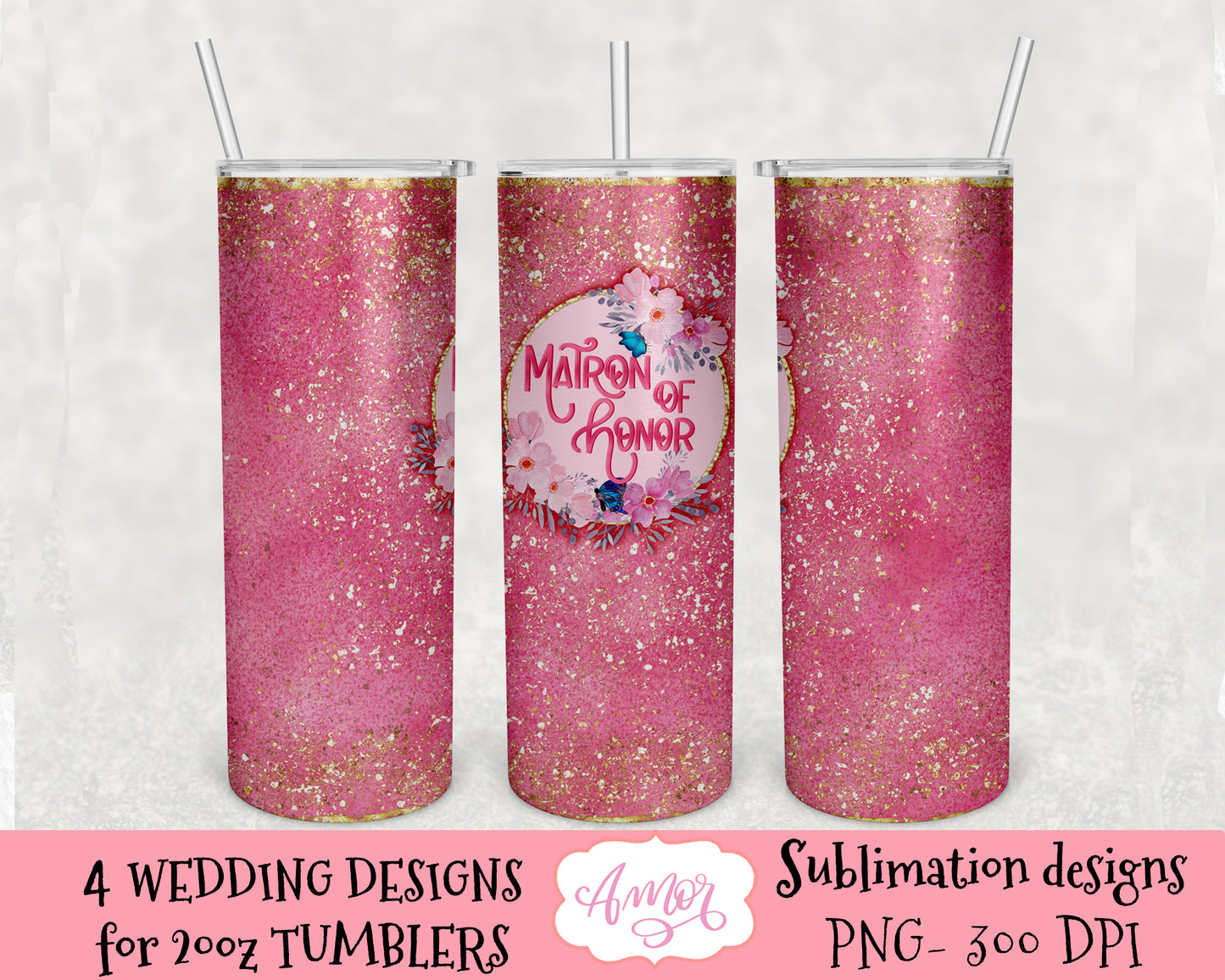 Bundle of 4 Wedding Tumbler Sublimation Designs