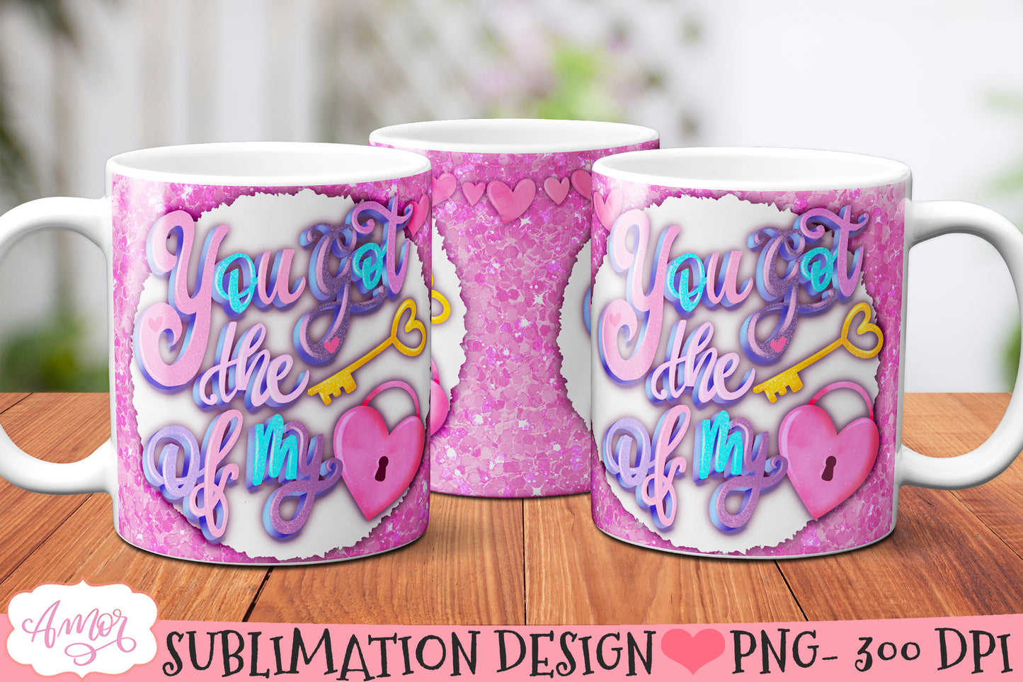 Valentine's day Mug Wrap PNG for Sublimation 11oz and 15oz