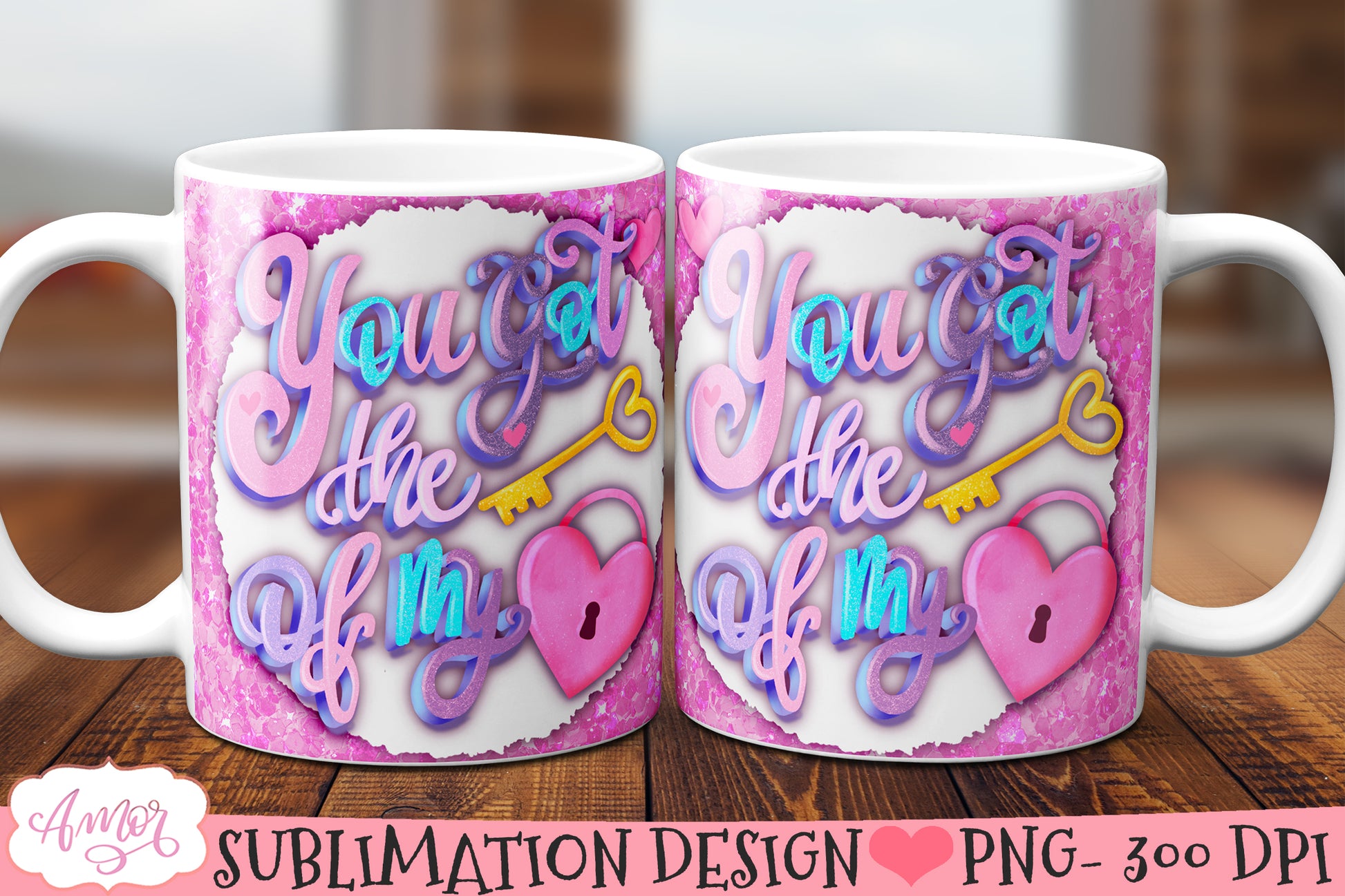 Valentine's day Mug Wrap PNG for Sublimation 11oz and 15oz