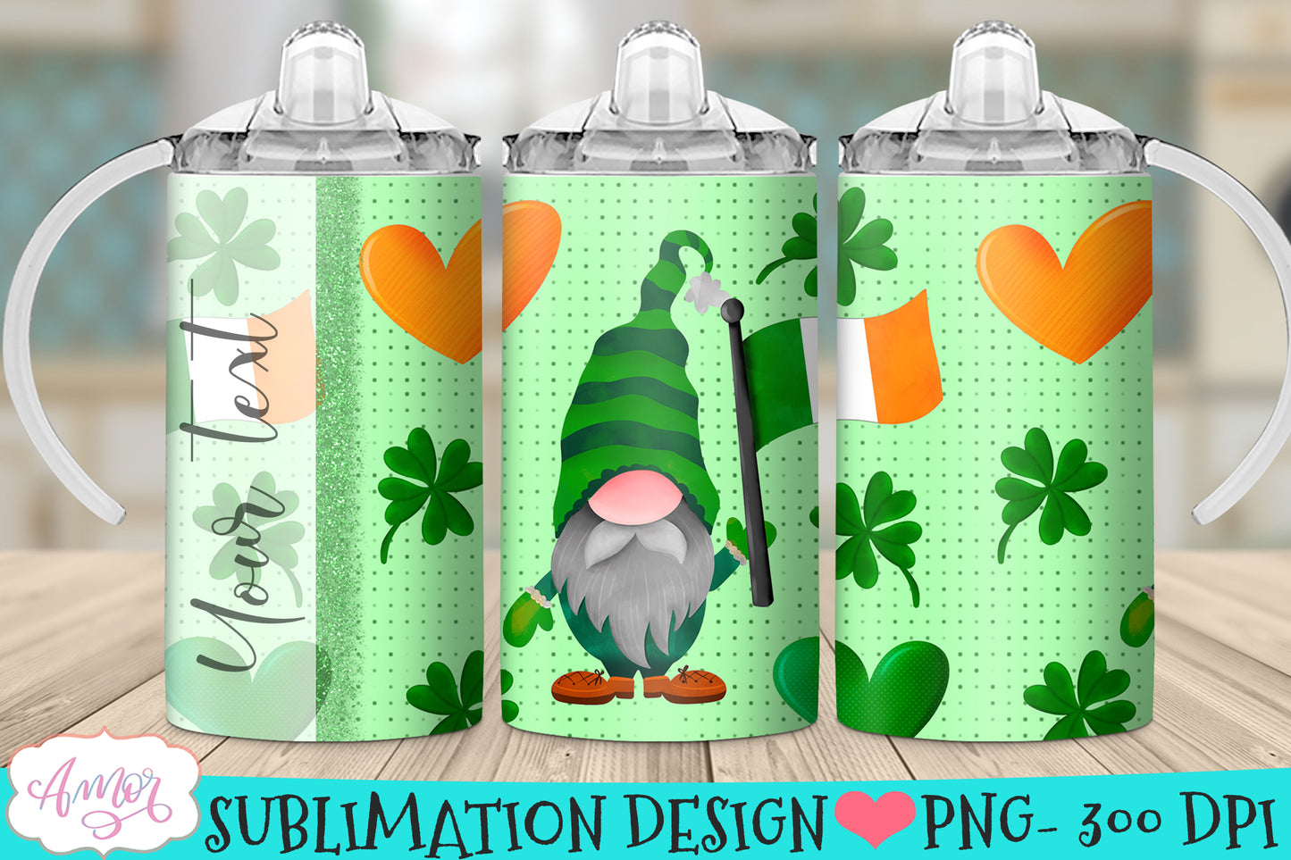 Customizable St. Patrick's Day 12oz sippy cup tumbler BUNDLE