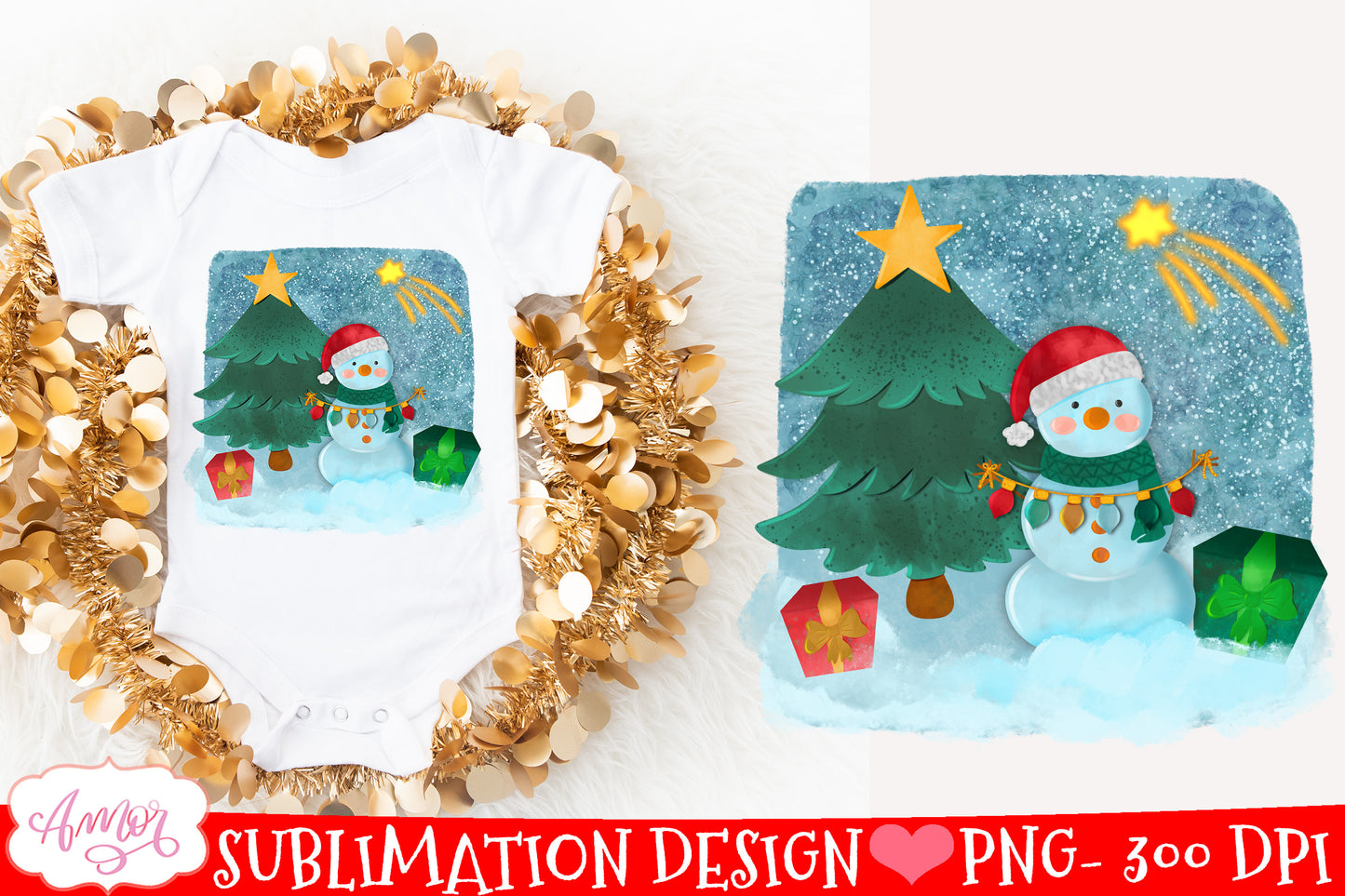 Winter Christmas Snowman PNG for sublimation