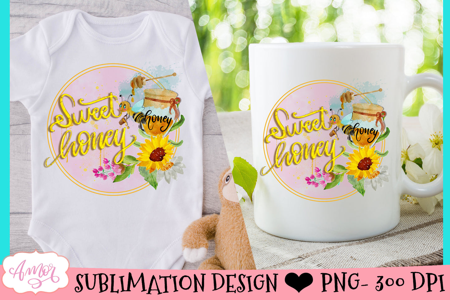 Sweet honey sublimation design for T-shirts