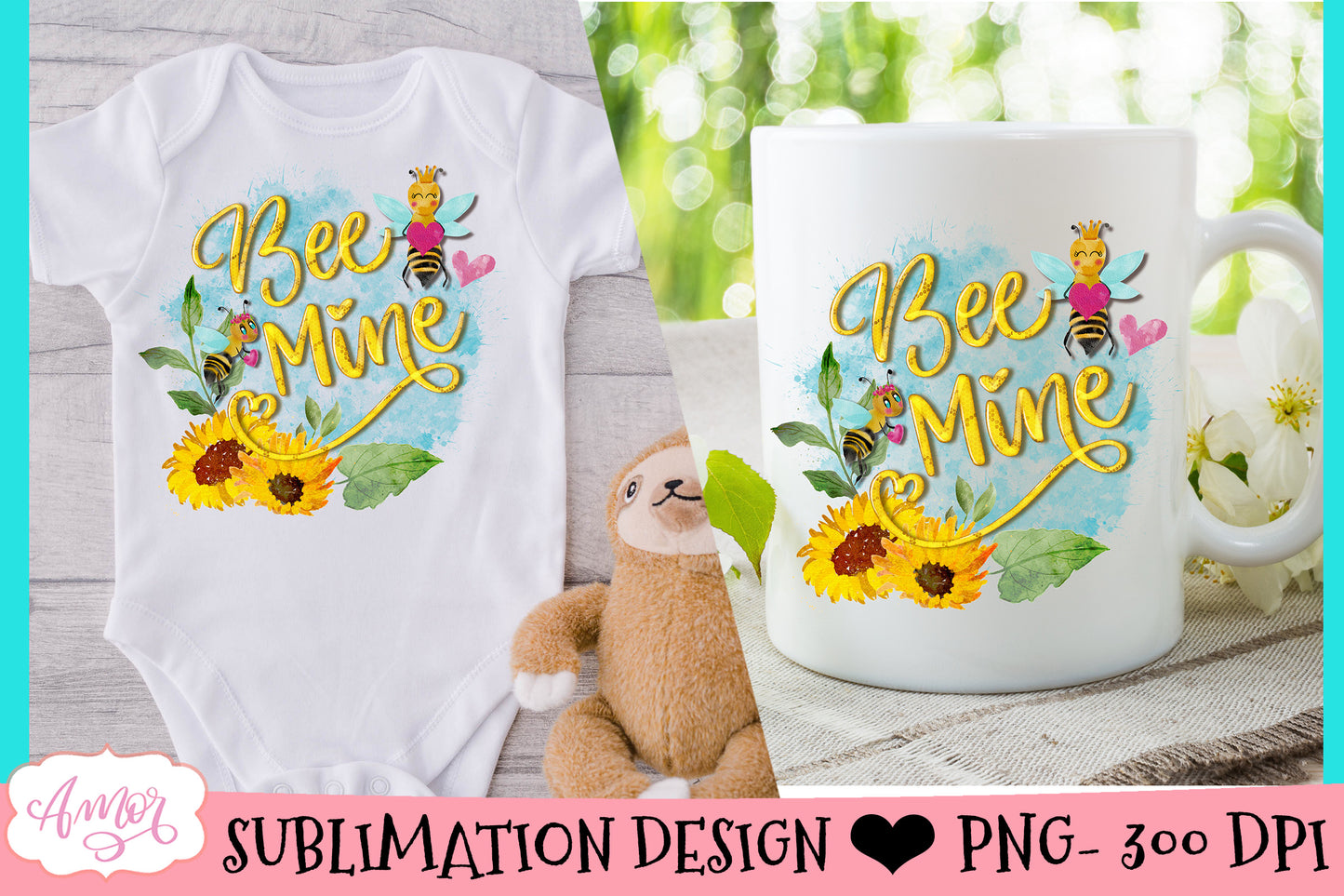 Bee mine cute sublimation design for T-shirts