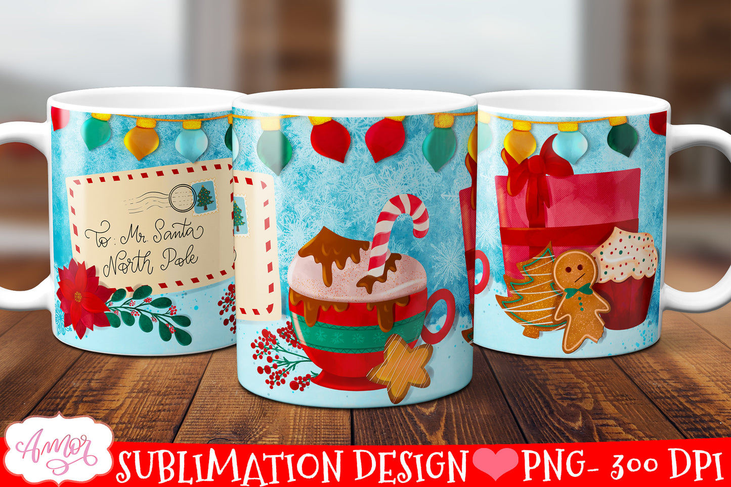 Christmas design for mug sublimation  Holiday design PNG