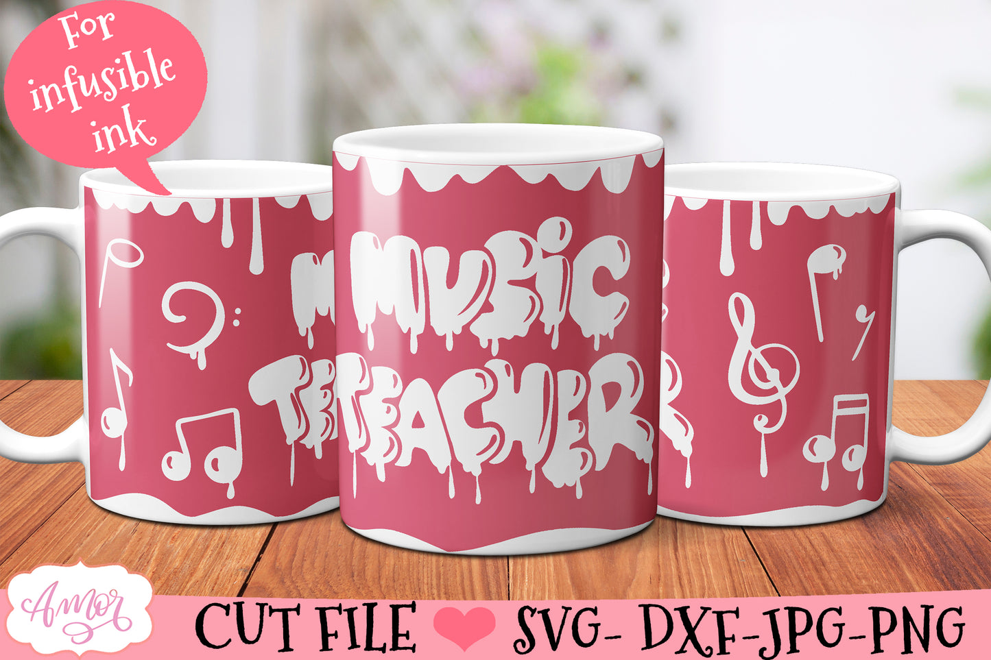 Music teacher mug wrap SVG for infusible ink- 12oz Cricut