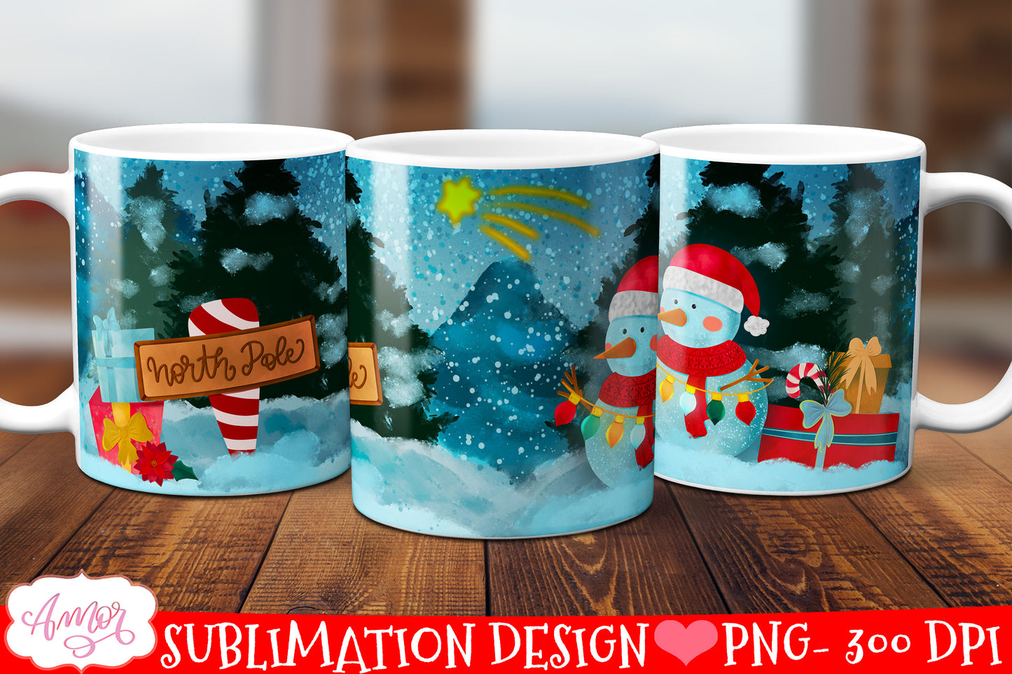 Cute Snowman mug wrap for sublimation | 11oz 15oz mugs